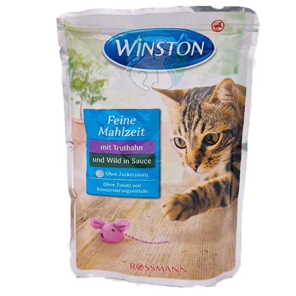 پوچ گربه بالغ بوقلمون و گراز  100گرمی Winston